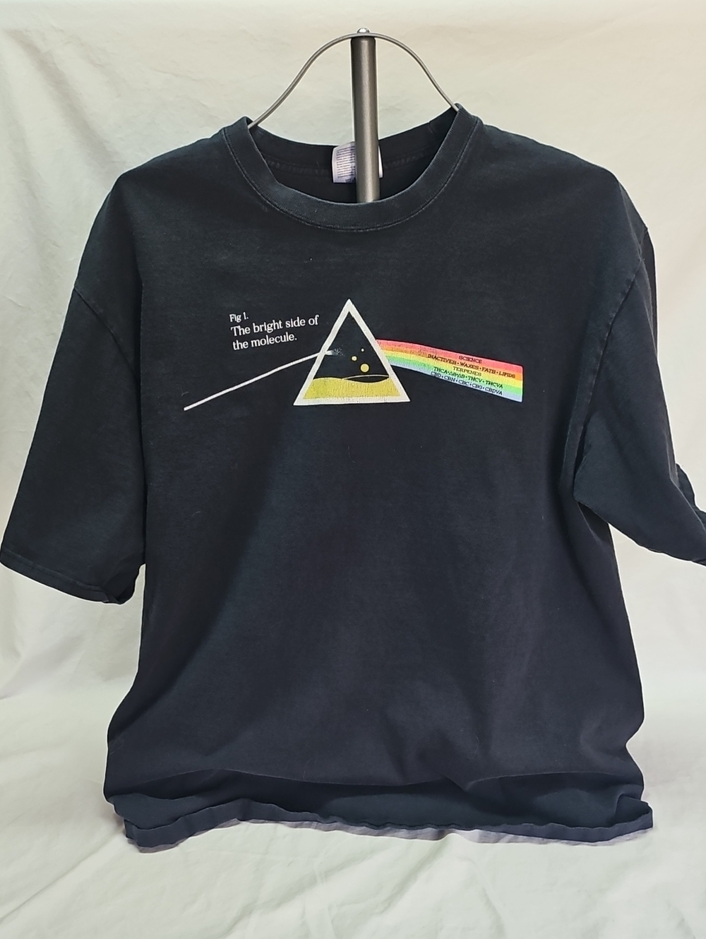 Black Graphic Prism T-Shirt with Rainbow Summit Research 420